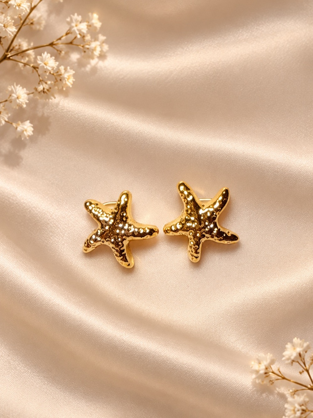Fashion Jewelry Gold Starfish Stud Earrings for Kids